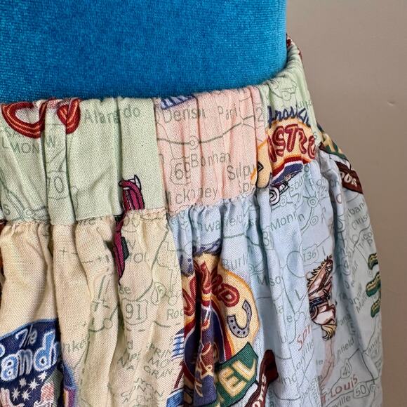 Vintage Western Rockabilly Ruffled Skirt Rt. 66 Print Cottage - Picture 11 of 11